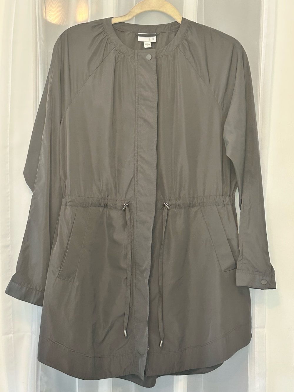 J Jill Gray Lightweight Utility Jacket Cinch Waist Zip Front Small